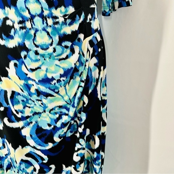 Connected Apparel Multicolor Round Neck Ruched Waist Stretch Sheath Dress Sz 12 - Picture 8 of 9